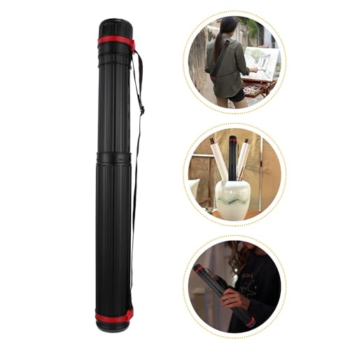 Veemoon Thickened Telescopic Drawing Tube Extendable Poster Tube Shoulder Storage Tube Black Collapsible Mailing Tube, Black, 45.2X6.5CM, Casual