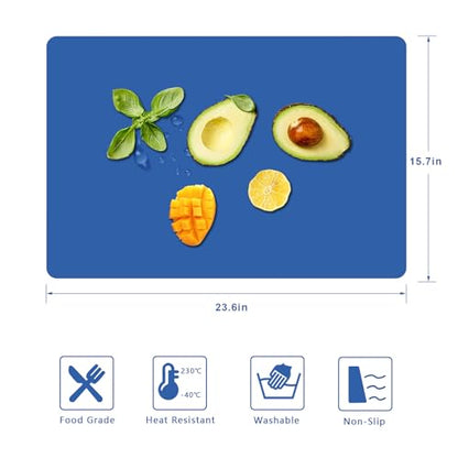 Silicone Placemats, Food-Grade Non-Slip Waterproof, Dining, Stain Resistant, Countertop Protector, Kitchen Counter Mat, Heat Resistant, Baking mat Dishwasher Safe (Blue, 1) - color: Classic Blue, size: 23.6 x 15.7 in - 1pc (0.05 in)