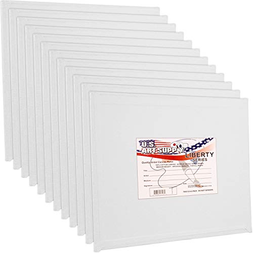 U.S. Art Supply 12 X 12 Inch Art Canvas Board Panels 12 Pack - 8 Ounce Heavyweight Cotton Acid Free Canvases for Painting Acrylics and Watercolor (1 Case of 12 Single Canvas Painting Panels) - size: 12" x 12"