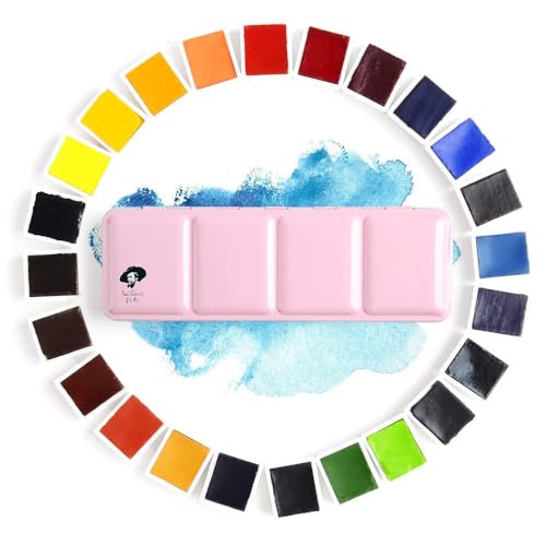 Paul Rubens Watercolor Paint Set Artist Grade, 24 Vivid Colors with Portable Metal Box for Artists, Beginners, Hobbyists, Students - color: 24 Colors