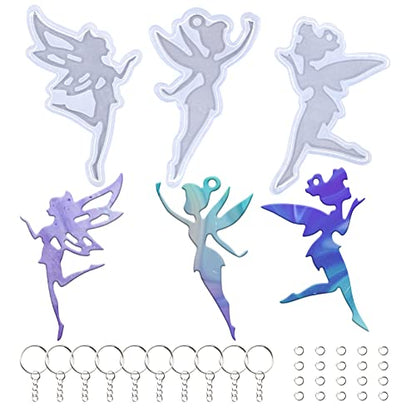 Angel Wings 33Pcs Shiny Fairy Shape Silicone Molds Kit Beautiful Women Resin Mold for DIY Epoxy Resin UV Resin Casting Mold DIY Keychain Pendant Jewelry Making Necklace Clear - color: 3Pcs Set