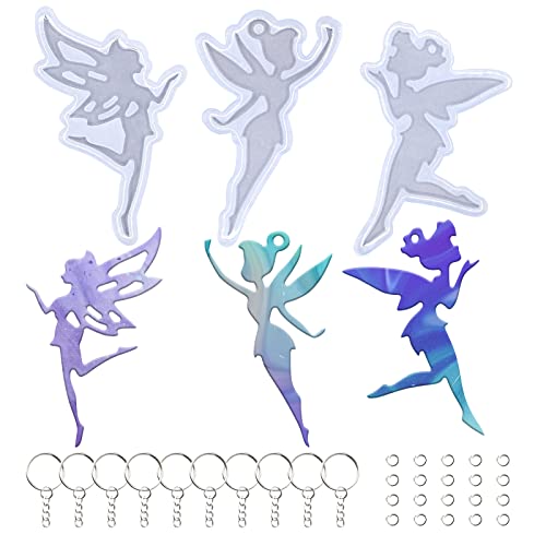 Angel Wings 33Pcs Shiny Fairy Shape Silicone Molds Kit Beautiful Women Resin Mold for DIY Epoxy Resin UV Resin Casting Mold DIY Keychain Pendant Jewelry Making Necklace Clear - color: 3Pcs Set