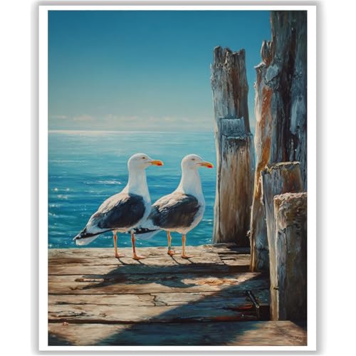 HITO Seagull Paint by Numbers Kit for Adults - Seagull Adult Paint by Number Kits on Canvas for Gift Home Wall Decor 16x20 Inch - color: Seagull