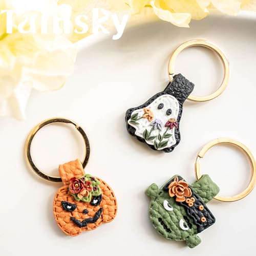 Tainsky Halloween Shapes Keychain Polymer Clay Cutter, 10 Shapes Fall Polymer Clay Keychain Cutters (A) - color: Keychain-A