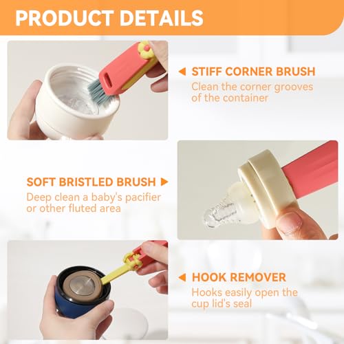 3 in 1 Cup Lid Gap Cleaning Brush Set, Multifunctional Bottle Clean-ing Brush, Cup Lid Gap Cleaner, Home Kitchen Crevice Cleaning Brush Tools (Blue) - color: Blue