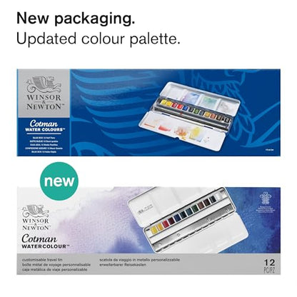 Winsor & Newton Cotman Watercolor Paint Set, Customisable Travel Tin, 12 Half Pan - style: 12 Half Pan Travel Tin