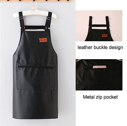 Waterproof Apron,Leather Apron For Men,Work Aprons With One Big Pocket Adjustable Dishwashing Kitchen Apron