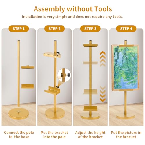 Photo Frame Tabletop Easel Stand-Heavy Duty Tabletop Display Easel, French Style Gold Easel Stand,Picture Frame Stand for Wedding/Art/Photos,Picture Easels (Gold, 18 Inch) - color: Gold, size: 18 Inch