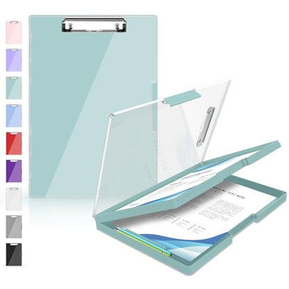 Sooez Clipboard with Storage, Heavy Duty Cleaview Clip Boards 8.5x11 with Dual Storage, Dry Erase Plastic Nursing Clipboard, High Capacity Clipboards Folder for Teacher Nurse, School & Office Supplies - color: Green