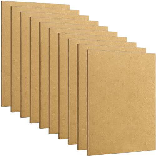 DEAYOU 10 Pack 11" x 14" MDF Wood Boards for Crafts, 1/4" Thick Medium Density Fiberboard, Unfinished Art Chipboard Sheets, Blank Wooden Hardboard Panels for DIY, Engraving, Painting, Carpentry