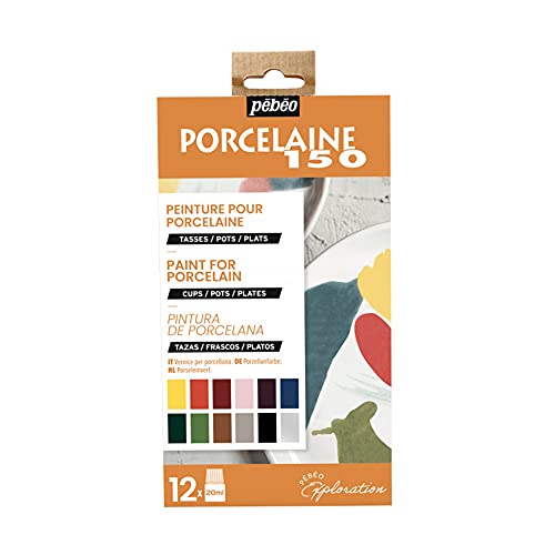 Pebeo Porcelaine 150 China Paint Exploration Set # 2- Set of 6 (Colors may vary), DIY Arts & Crafts Supplies, Heat-Resistant Finish, Microwave & Dishwasher Safe Formula, 20 ml Bottles (757472), 0.6 Fl Oz (Pack of 12) - color: Exploration set #2 of 12 Colo