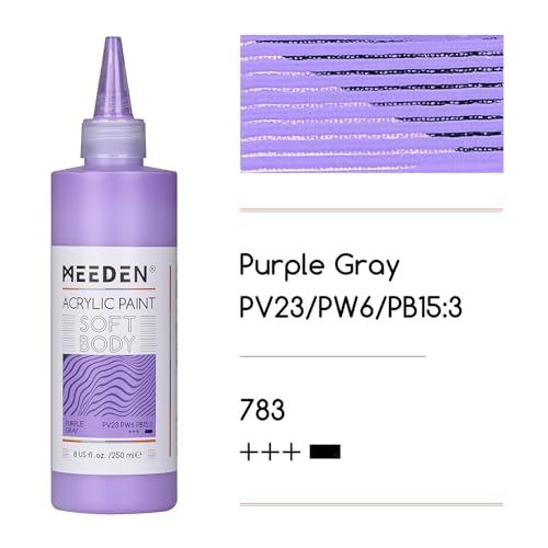 MEEDEN Purple Gray Acrylic Paint: Matte Finish - 250ml/8.45oz Soft Body Bulk Acrylic Colors in Ergonomic Bottle - Fluid Flow Art Paints for Artists Canvas Painting - color: Purple Gray