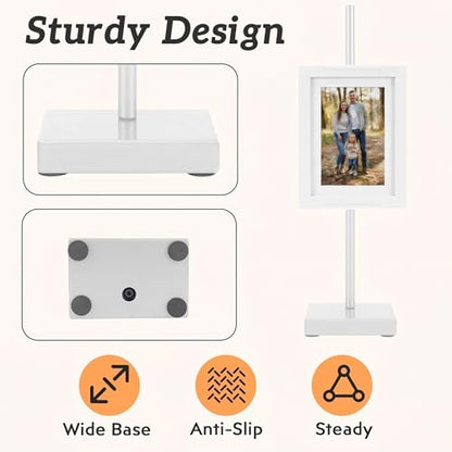 18” Steel Adjustable Tabletop Easel Stand,Picture Frame Holder for Display,Decorative Stands for Photos,Plates,Painting,Artwork,Poster,Books (White, 18 in)