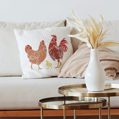 OLYCRAFT 2Pcs 11x8.6 Inch Fooster Self-Adhesive Silk Screen Printing Stencil Hen Chicken Mesh Stencils Farm Theme Reusable Mesh Stencils Transfer for DIY T-Shirt Fabric Painting - color: Chicken