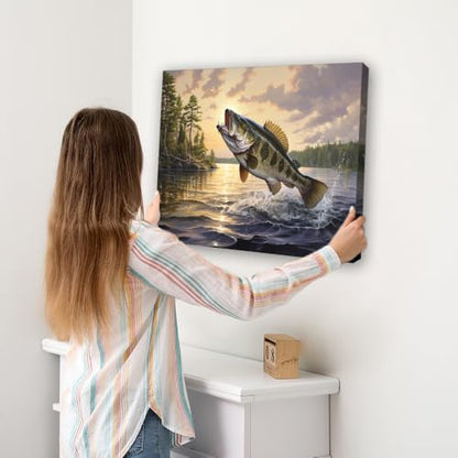 TUMOVO Paint by Numbers Kit for Adults Largemouth Bass Paint by Numbers for Adults Fish Jumping Out of Water Painting Adult Paint by Number Kits on Canvas Oil Painting Art Crafts 16x20 in - color: Artwork-05