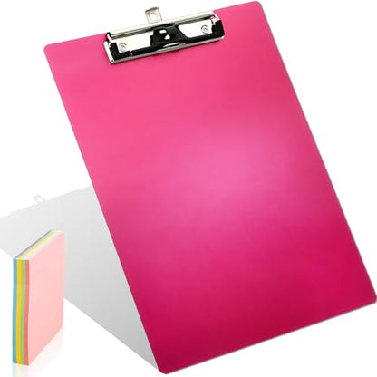 Aluminum Metal Clipboard Stainless Hangable Pen Holder Low-Profile Clip Board Size A4 9" x 12.6" with Sticky Note for School Office Business Medical Professionals Workshop Factory (Red, Aluminum-A4) - style: Red