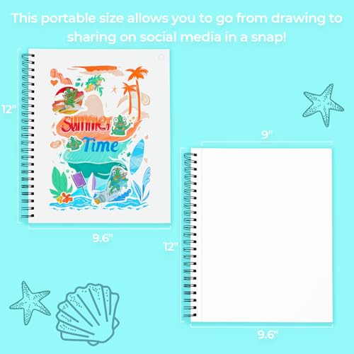 Ohuhu Double-Sided Marker Pads Art Sketchbook Bleedproof - 9"x12" Large Paper Size - 90 LB/150 GSM Smooth Drawing Paper - 60 Sheets/120 Pages, Spiral Bound Sketching Book for Alcohol Markers - size: 9" x 12”
