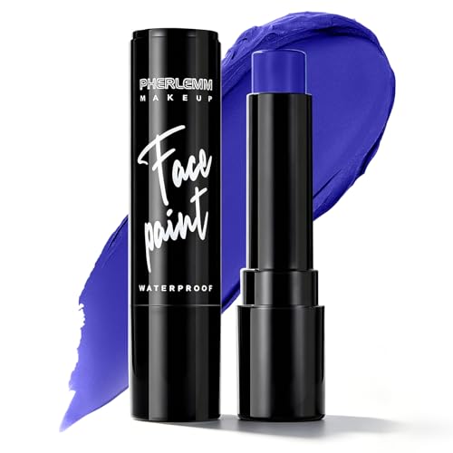 Blue Face Paint Stick Waterproof Eye Black Body Paint High Pigment for Sports Events Halloween SFX Makeup for Alien Mythical Creature and Fantasy Character Looks - color: Blue