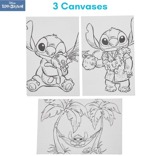 Innovative Designs Disney Lilo and Stitch Canvas Paint Set for Kids with 3 Canvases, Acrylic Paint, Paintbrush, & Easel - color: Lilo and Stitch