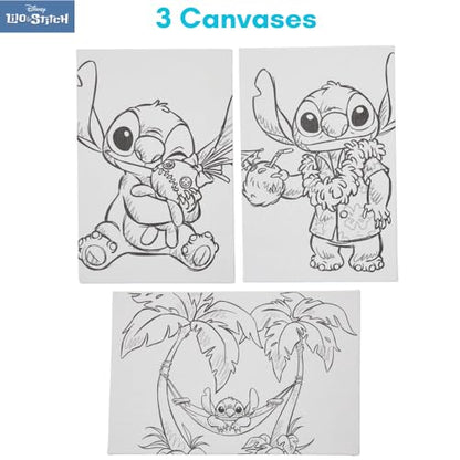 Innovative Designs Disney Lilo and Stitch Canvas Paint Set for Kids with 3 Canvases, Acrylic Paint, Paintbrush, & Easel - color: Lilo and Stitch