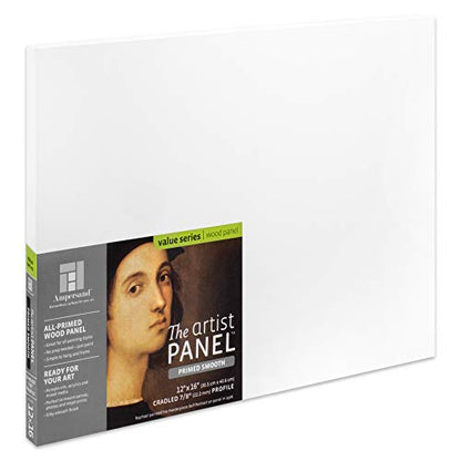 Ampersand Art Supply Primed Smooth Artist Panel | 12" x 16" | 7/8" Cradled Profile | Gessoed Wood Painting Panel for Oil, Acrylic & Mixed Media | Canvas Board & Wood Panel Alternative - color: 7/8" Cradled Profile, size: 12" x 16"