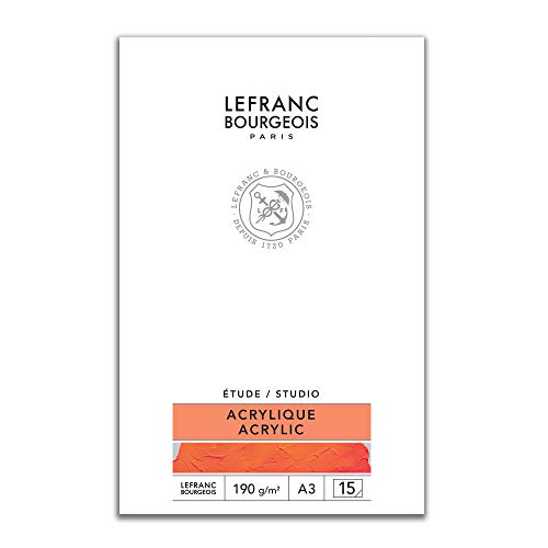 Lefranc Bourgeois 301339 Studio Acrylic Painting Pad, 15 Sheets, A4, 190 g/m² with Canvas Structure, Acrylic Painting Paper for Drawing with Acrylic Paints - size: A4 - 15 Blatt im Acrylmalblock, style: Acrylic paper