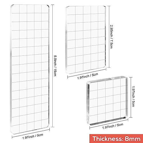 Briartw Clear Acrylic Stamp Block Kit with Grid Lines,3 Pieces Acrylic Stamp Block Clear Stamping Tools Set with Grid Lines for Scrapbooking Crafts Card Making,Thickness 8mm,Rectangles and Squares - color: 3 Pcs Square/Rectangle