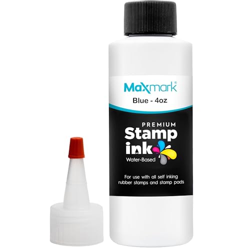 MaxMark Premium Refill Ink with Control Tip Bottle for Self-Inking Stamps, Blue Color - 4 oz. - color: Blue, size: 4 fl oz