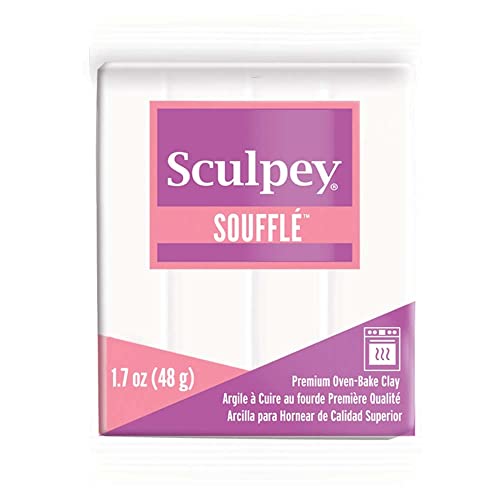 Polyform Sculpey Soufflé Polymer Oven-Bake Clay, Igloo White, Non Toxic, 1.7 oz. bar, Great for jewelry making, holiday, DIY, mixed media and more! Premium light-weight oven bake clay. - color: Igloo, size: 1.7 oz