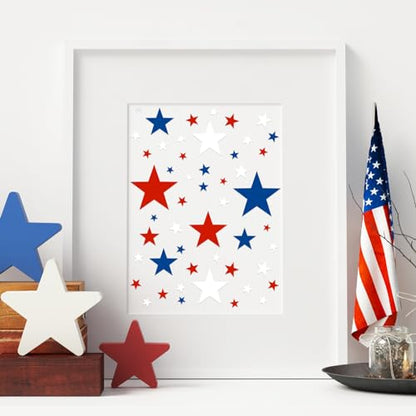 JarThenaAMCS 16Pcs Star Shape Stencils Patriotic Star Templates Stencils Reusable Plastic Drawing Painting Template for 250th Anniversary 4th of July Independence Day DIY Art Craft Painting on Wood - style: Star