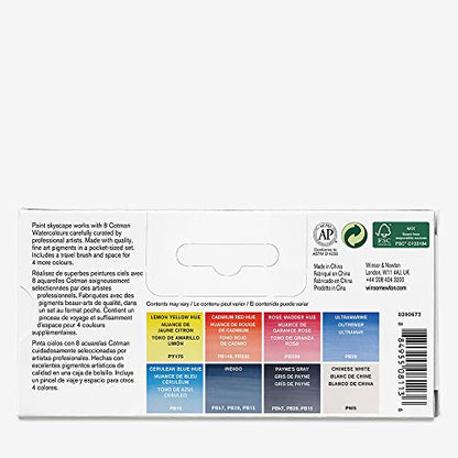 Winsor & Newton Cotman Watercolor Paint Set, 8 Half Pan, Sky Colors w/ Brush - style: 8 Half Pan Sky Colors