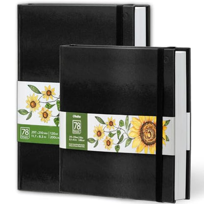 Ohuhu Sketchbook Marker Paper Pad: 2 Pack 8.3"x8.3"&8.3"x11.7" Art Sketch Book Drawing Papers Each Size Holds 78 Sheets/156 Pages 120 LB/200 GSM Hardcover Sketching Books Christmas Gift - size: 8.3" x 8.3 " and 8.3" x 11.7"