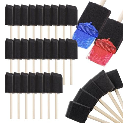 120 Pcs Foam Paint Brushes, 2 Inch Foam Brush for Painting, Bulk Sponge Brushes with Wood Handles, Art Paintbrushes Set for Staining, Varnishing, Finishing, Touchup and DIY Craft Projects - size: 2 Inch-120Pcs