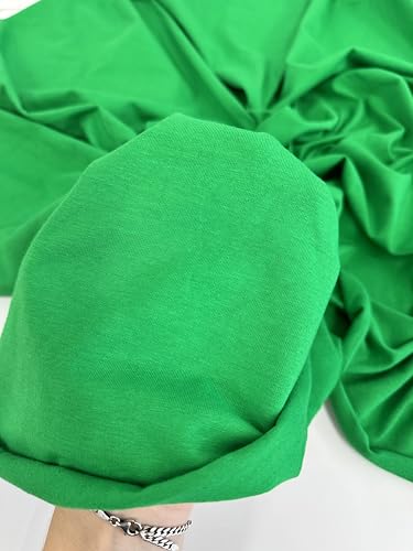 Cotton Jersey Spandex Fabric - Soft - Breathable - All Way Stretch Fabric - Medium Weight - Perfect Choice for Baby Grow, Tshirts, and Cotton Jersey Sheets - 58 Inches Wide - 1 Yard (Kelly Green) - color: Kelly Green
