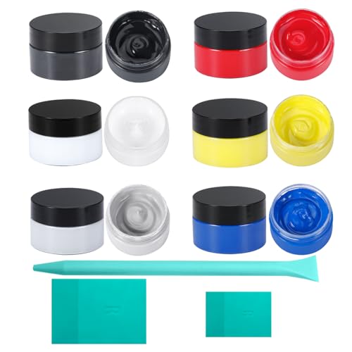 6-Color Chalk Paste Paint Kit with 3 Mini Silicone Squeegees | Stencil Paint & Silk Screen Paint Set | Chalk Finish DIY Craft Paint for Wood, Fabric, Furniture & Home Decor - color: 9-Piece Starter Set