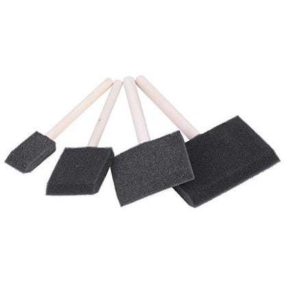 4Pcs Painting Sponge Brushes Foam Brush Set Painting Cleaning Tool Assorted Sized Brushes Drawing Cleaning Brush with Wooden Handle for Painting Dust Cleaning