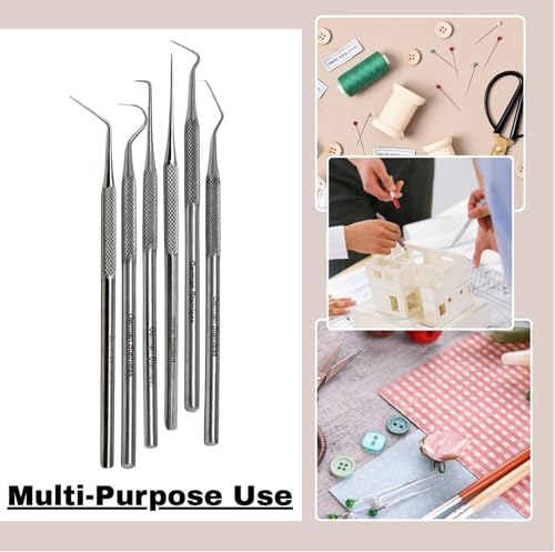 6 pcs Fine Point Crafting Picks Stainless Steel Tool for Beading, Model Making & Paper Crafts - Clay Sculpting, Sewing Details Set