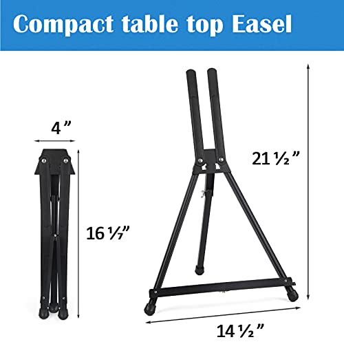 Falling in Art Aluminum 15" to 21" Tabletop Easel Display, Black Tripod with Rubber Feet, Holds Canvas, Paintings, Books, Photos, Signs (Pack of 2) - style: 2 PACK