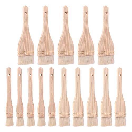 15 PCS 1/2 / 3 Inches Flat Hake Brushes, Hake Brush with Wood Handle, Sheep Hair Hake Paint Brushes for Watercolor, Pottery, Painting Arts, Crafts - size: 15 PCS