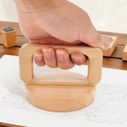 Block Printing Baren, Beech Wood Baren for Printmaking - Linocut Block Printing - Baren Printmaking Tool with Comfortable Ergonomic Handle for Block Printing, Crafting and Scrapbooking