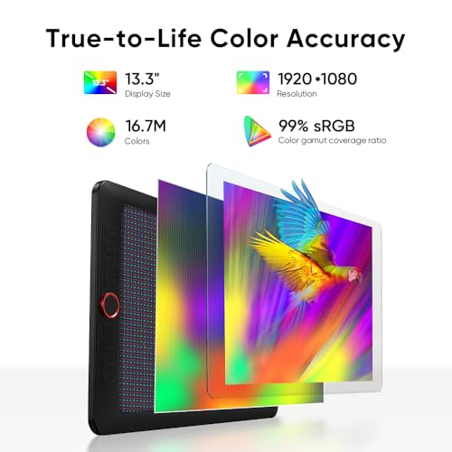 XP-PEN Artist 13.3 Pro V2 Drawing Tablet with Screen, 16K Pressure Sensitivity Digital Drawing Tablet for PC Mac Chromebook Android, Fully Laminated Graphic Tablet with Pen, Foldable Stand Included - color: black, size: 13.3 inch