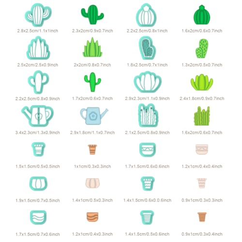 ORIGACH 14 Pcs Potted Plant Clay Cutters, Cactus Polymer Clay Cutter for Earring Making Potted Plant Shape Clay Cutters for Jewelry Making - style: Potted Plant
