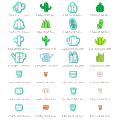 ORIGACH 14 Pcs Potted Plant Clay Cutters, Cactus Polymer Clay Cutter for Earring Making Potted Plant Shape Clay Cutters for Jewelry Making - style: Potted Plant