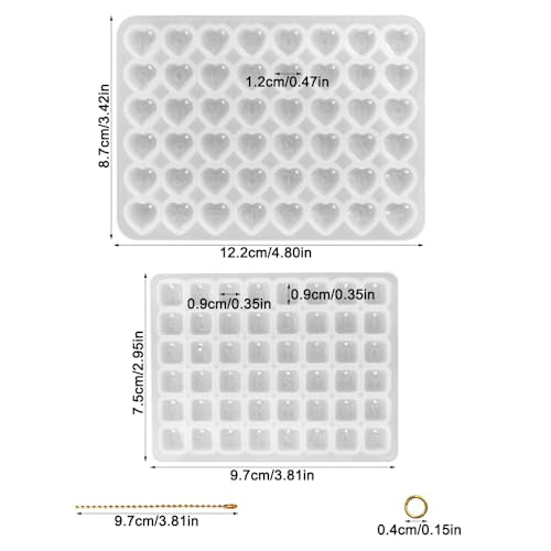 96 Pcs Resin Letter Molds with Hole, AFUNTA Alphabet Number Resin Molds Silicone Heart Shape Square Pendant Silicone Molds for Epoxy Resin Casting, DIY Water Cup Handle Charm