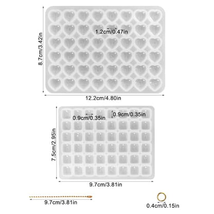 96 Pcs Resin Letter Molds with Hole, AFUNTA Alphabet Number Resin Molds Silicone Heart Shape Square Pendant Silicone Molds for Epoxy Resin Casting, DIY Water Cup Handle Charm
