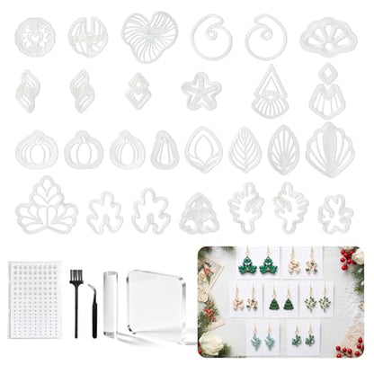 28 Pcs Polymer Clay Cutters & Polymer Clay Tools,Clay Cutters of Four Seasons for Polymer Molds for Earrings Jewelry Making