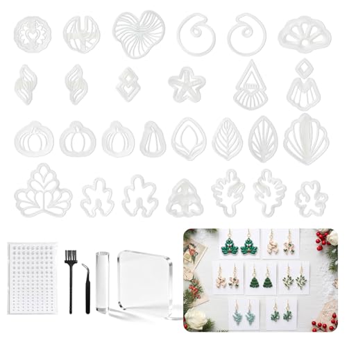 28 Pcs Polymer Clay Cutters & Polymer Clay Tools,Clay Cutters of Four Seasons for Polymer Molds for Earrings Jewelry Making
