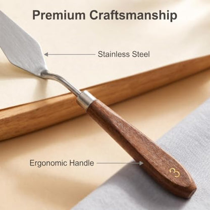 5 Pcs Oil pastel scraper Palette Knife Set, Stainless Steel Painting Spatula Tools for Acrylic Oil Canvas, Art Paint Mixing & Texture Creation Supplies
