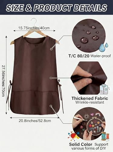 TFTAFAN Cobbler Apron Unisex Waterproof Apron with 2 Deep Pockets Art Smock for Painting Cleaning Artiest Apron work kitchen - color: Coffee