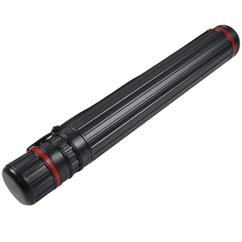 DEWEL Post Tube Expands from 30”to 51”, Waterproof Blueprint Holder Telescoping Art Tube, Large Plastic Black Fishing Rods Case Storage Tube, Light Resistant Drawing Tube with Strap (XL Size) - color: Black (Striped), size: X-Large